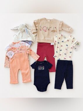 NWT Little Me + Carter’s + Old Navy Baby Girl Bundle 6–9M 9–12M Mixed Set